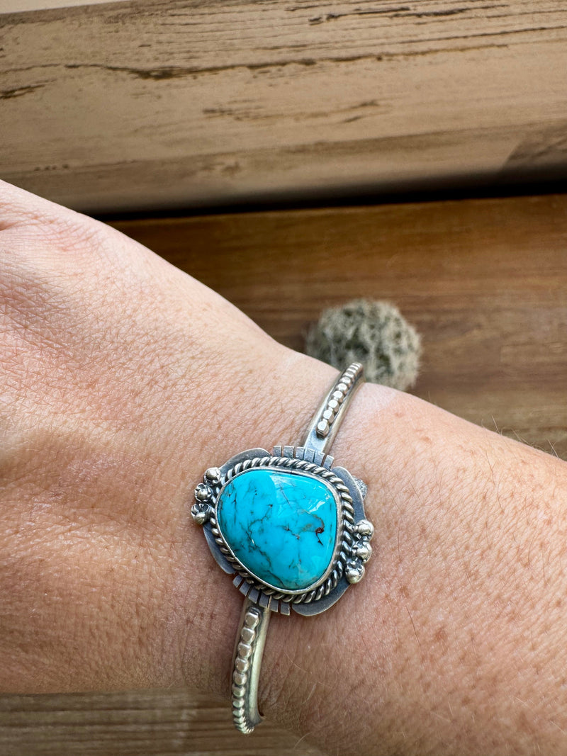 Cuff - Sterling silver Cuff Bracelet with Kingman turquoise