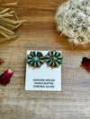 Green turquoise flower stud earrings