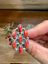 Cluster - size 7 - red spiny and sterling silver