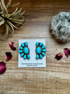 Big Cluster earrings stud - sterling silver and turquoise