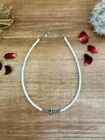 Sterling Silver Pearls choker and white shell heishi