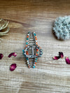 Orange and turquoise magnesite bead hair clips