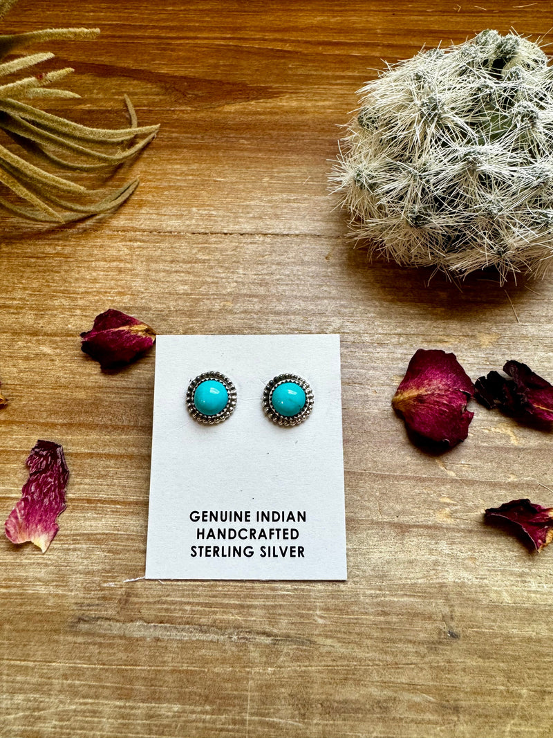 Bigger Stud round turquoise earrings