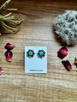 Stud flower kingman turquoise earrings option 1