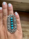 Cluster Ring - Adjustable - kingman turquoise and sterling silver