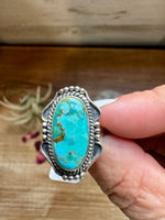 Oval Ring- Size 7 -Kingman turquoise ring and sterling silver