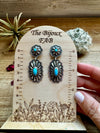 Long Sterling silver stud earrings and dangle with turquoise