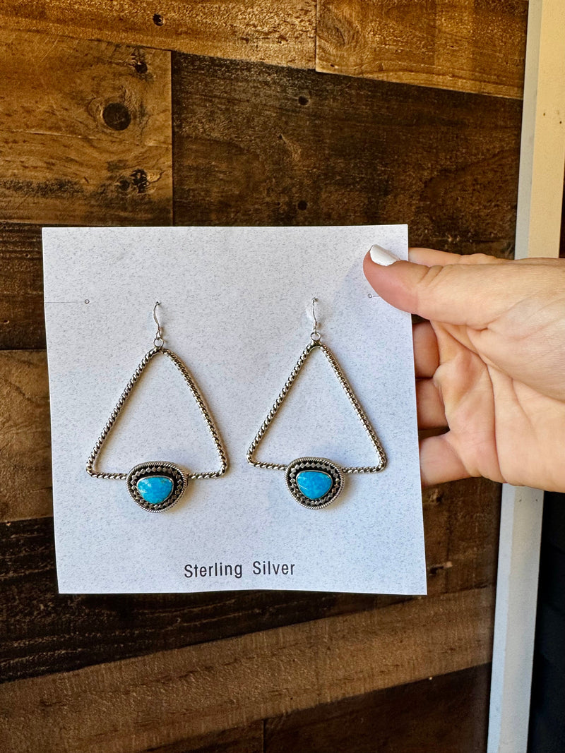 Dangle earrings Sterling silver with kingman turquoise