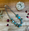 18 inch chunky turquoise necklace with Sterling silver pearls