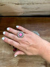 Flower - Adjustable - Pink opal and sterling silver