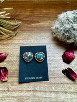 Heart Stud spiny and turquoise earrings