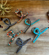 Smaller Orange and Turquoise magnesite beads Hair Clips