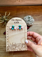 Stud 3 teardrop Turquoise and pink conch Earrings option 2