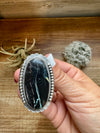 Big oval rings - adjustable -Blackjack turquoise ring and sterling silver