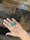 Butterfly ring- adjustable - Kingman turquoise ring and sterling silver