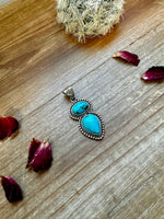 2 stone Pendant - sterling silver with turquoise