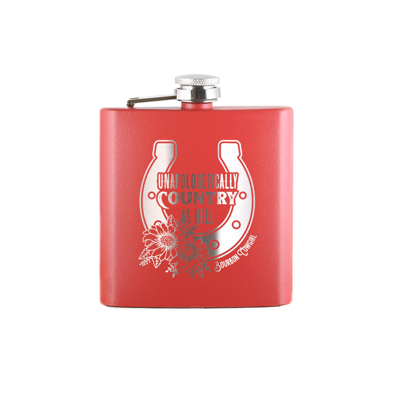 Unapologetically Country as Hell Flask Gift - Bourbon Cowgirl