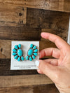 Big Cluster earrings stud - sterling silver and turquoise