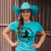 Bourbon Cowgirl Logo Turquoise Tshirt - Bourbon Cowgirl