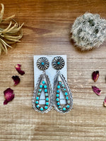 Big Dangle Stud Blue Turquoise Earrings