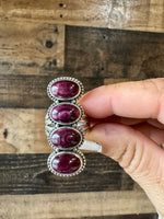 Long ring - Ring size 9 - purple spiny and sterling silver