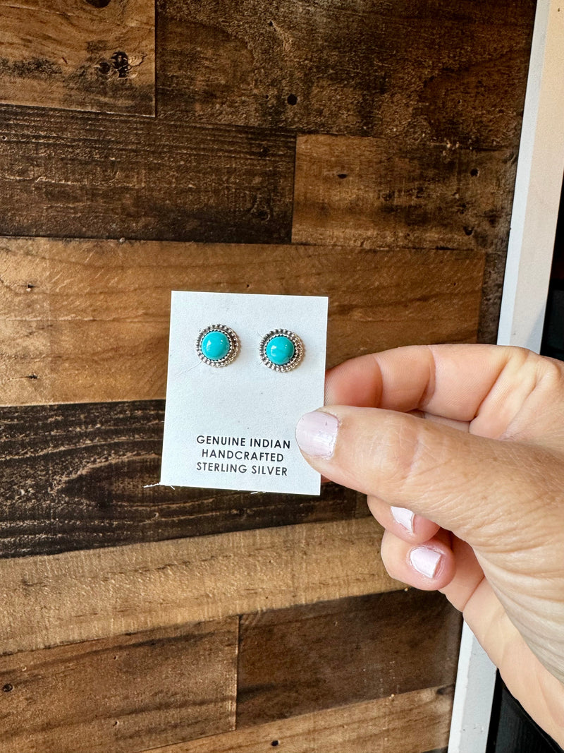 Bigger Stud round turquoise earrings