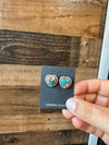 Heart Stud spiny and turquoise earrings