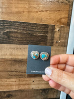 Heart Stud spiny and turquoise earrings