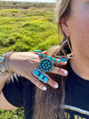 Round Cluster ring- adjustable - Kingman turquoise ring and sterling silver