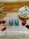 Long Sterling silver stud earrings with turquoise