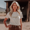 Cowgirl in Rope Graphic Tee Shirt for Country Girls- Bourbon Cowgirl