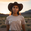 Cowgirl in Rope Graphic Tee Shirt for Country Girls- Bourbon Cowgirl