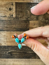 Cactus Ring - Adjustable - sterling silver Turquoise and Apple corrals