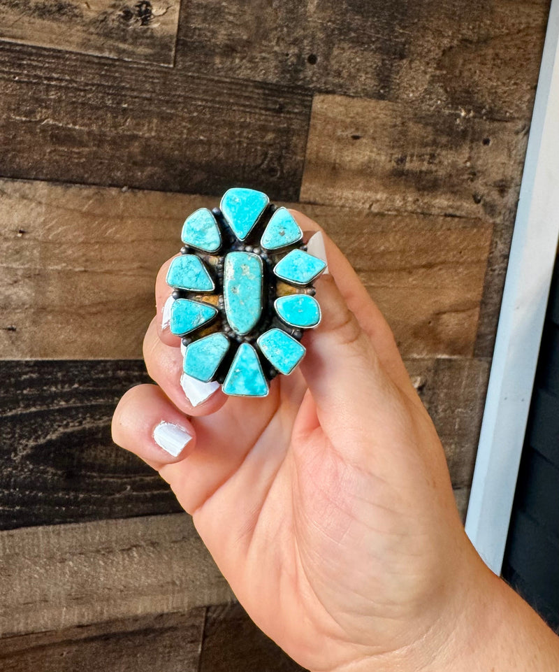 Big ring- size 7- Sonoran turquoise ring and sterling silver