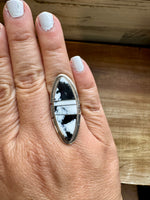 White Buffalo Ring - sterling silver -size 8.5