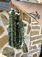 32 inch long green nuggets turquoise necklace