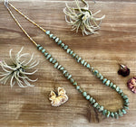 32 inch long green nuggets turquoise necklace