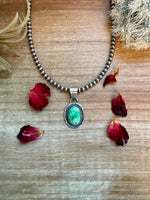 Pendant - sterling silver with green turquoise