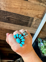 Ring - adjustable turquoise ring and sterling silver