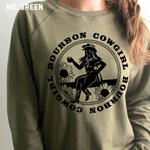 Bourbon Cowgirl Graphic Sweatshirt Military Green