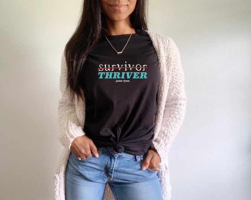 Survivor Thriver Black Graphic Tee Shirt - Bourbon Cowgirl