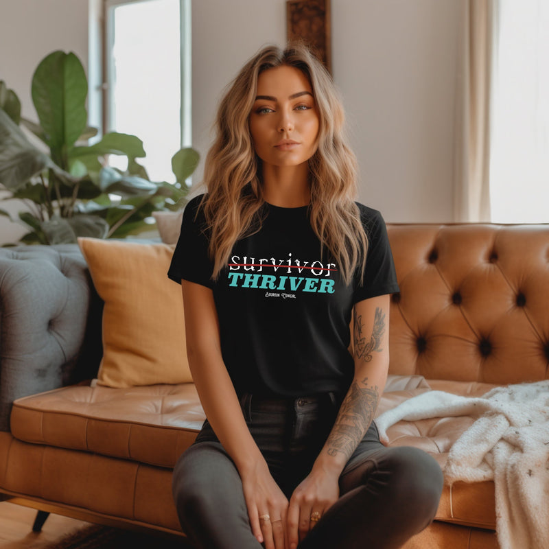 Survivor Thriver Black Graphic Tee Shirt - Bourbon Cowgirl