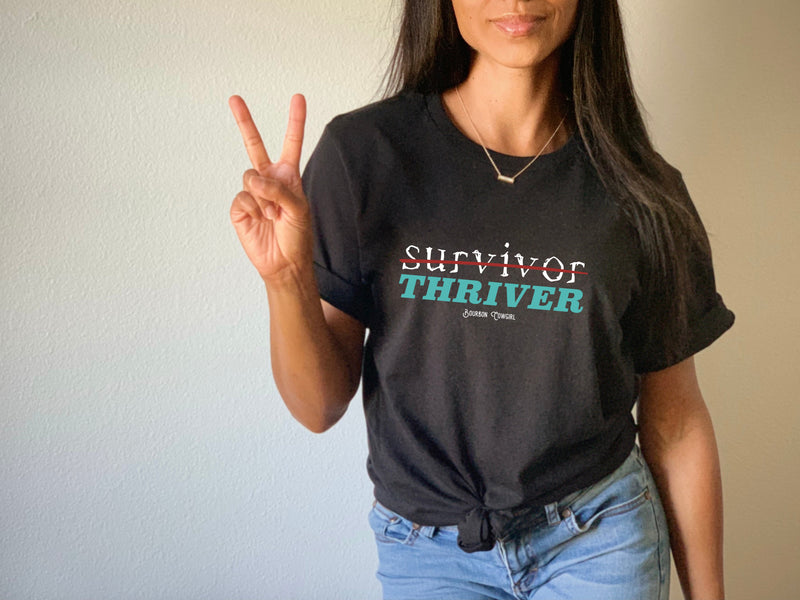 Survivor Thriver Black Graphic Tee Shirt - Bourbon Cowgirl