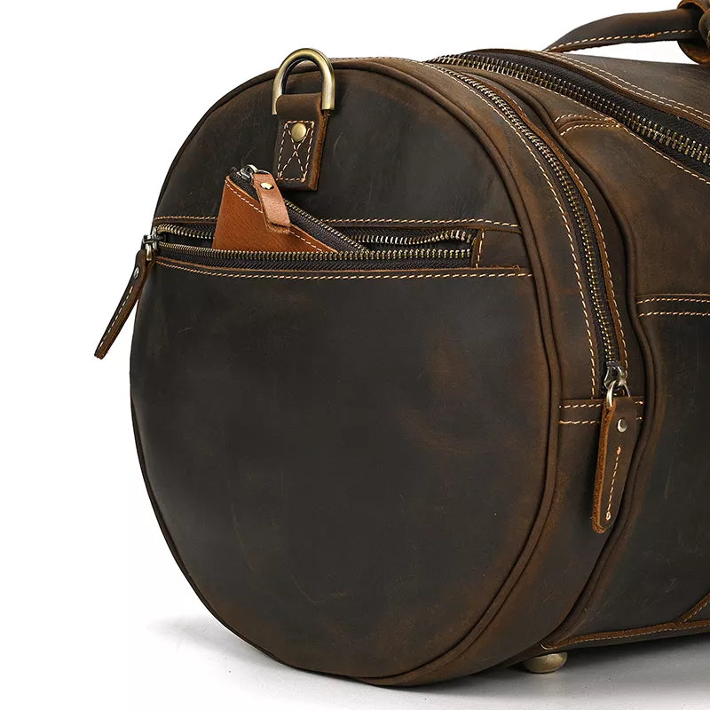 The Wainwright Weekender | Round  Vintage Leather Weekender