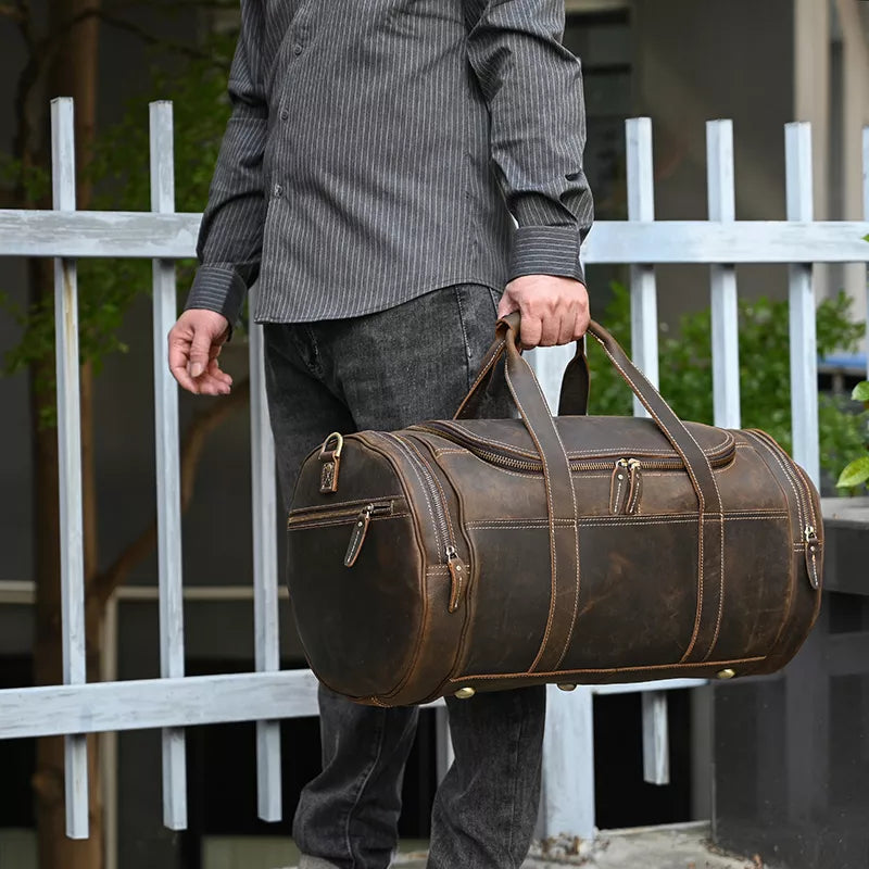 The Wainwright Weekender | Round  Vintage Leather Weekender