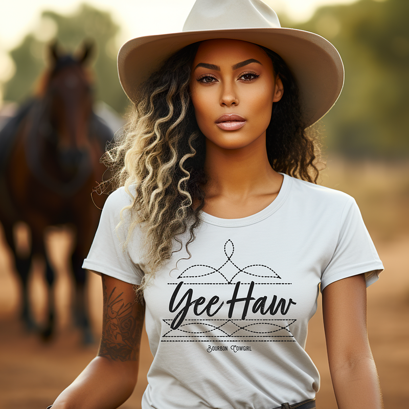 Boot Stitch Yee Haw T-Shirt Bourbon Cowgirl