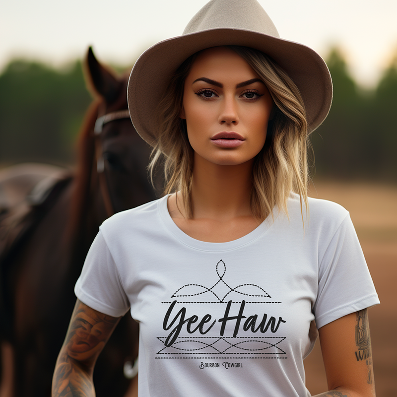 Boot Stitch Yee Haw T-Shirt Bourbon Cowgirl