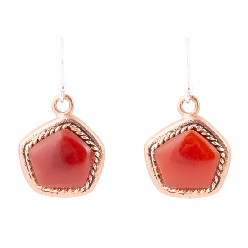 Abstract Carnelian and Copper Earrings