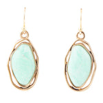 Abstract Green Chrysoprase Golden Drop Earrings