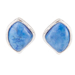 Abstract Blue Lapis and Sterling Silver Post Earrings